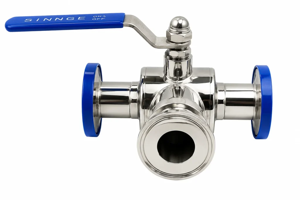 VÁLVULA ESFÉRICA 3 VIAS SANITARO CLAMP