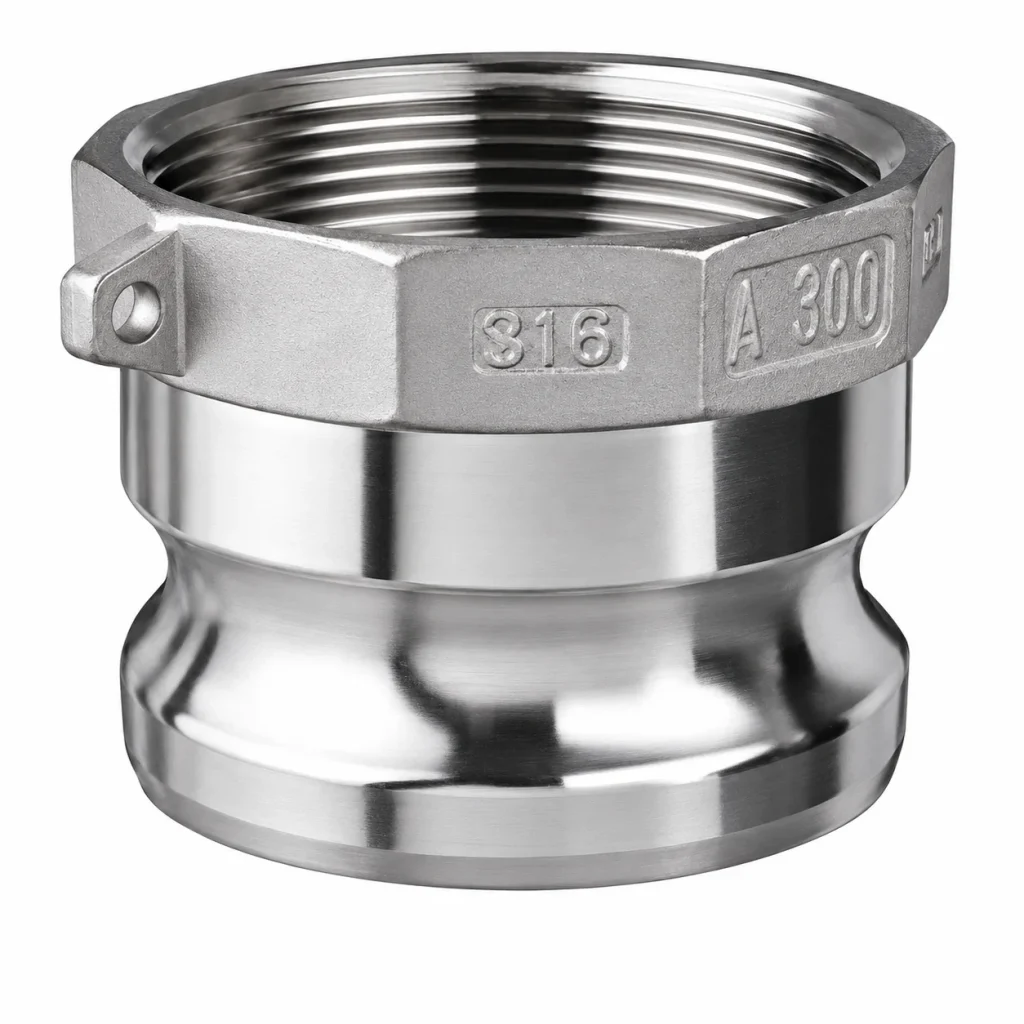 CAMLOCK TIPO A ACERO INOXIDABLE SS316 ACOPLE MACHO Y ROSCA HEMBRA NPT
