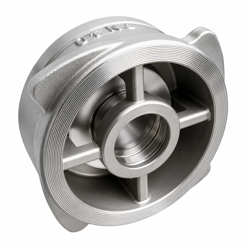 VÁLVULA CHECK DISCO INOXIDABLE 316 (CF8M) T-WAFER PN40 CON RESORTE TIPO INDUSTRIAL SUN