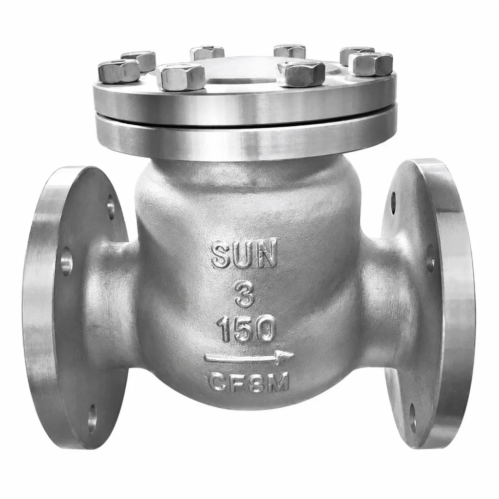 VÁLVULA CHECK SWING INOXIDABLE 316 (CF8M) CLASE 150 BRIDADA ANSI RF TIPO INDUSTRIAL SUN