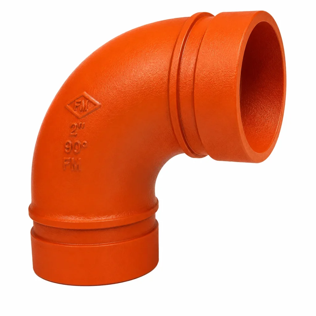 CODO (ELBOW) RANURADO X 90 FIERRO DUCTIL ASTM A536 CERTIFICACION UL-FM MOD. 90