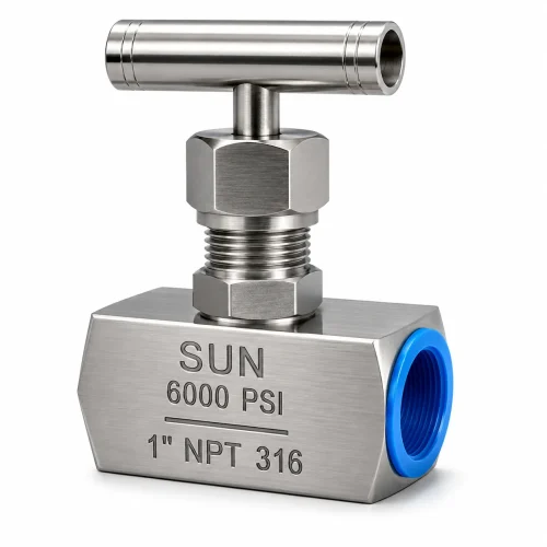 VÁLVULA AGUJA INOXIDABLE 316 (CF8M) ROSCA NPT X 6000 WOG TIPO INDUSTRIAL SUN