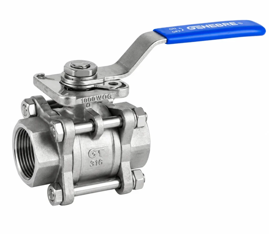 VÁLVULA ESFÉRICA INOXIDABLE CF8M (316) 3 PIEZAS PARA ACTUADOR MOD. 2025N GENEBRE