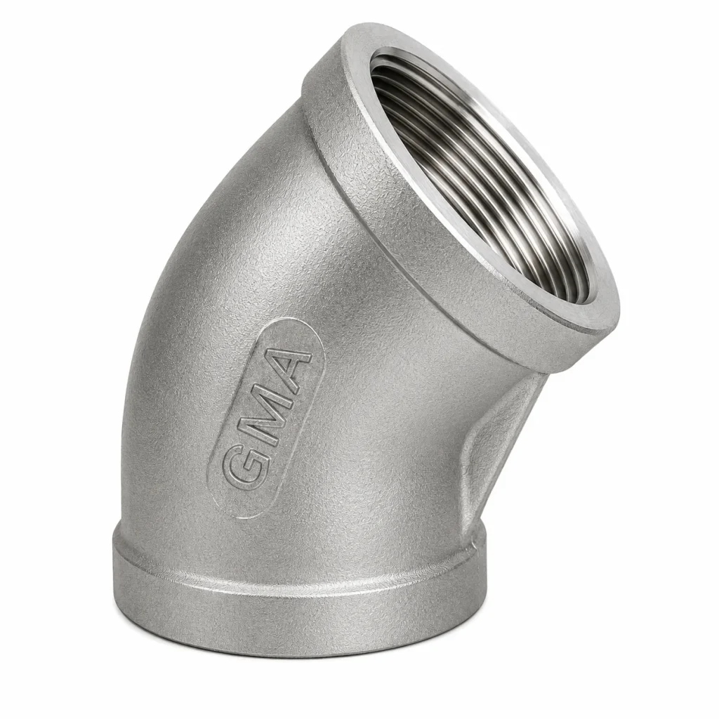 CODO INOX. X 45° C ROSCA X 150 LBS