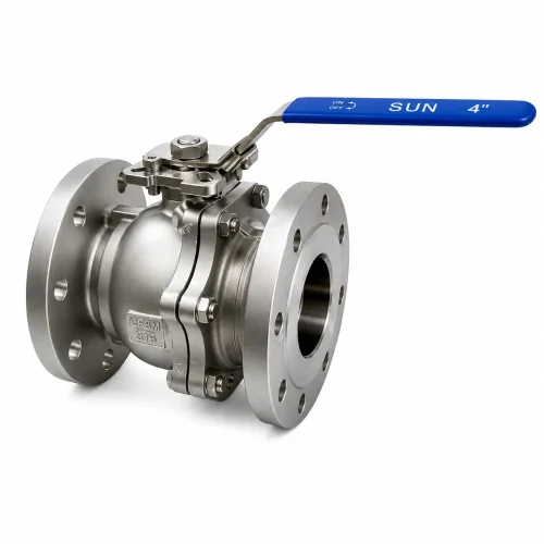 VÁLVULA ESFÉRICA BRIDADA INOXIDABLE 316 (CF8M) CLASE 150 BRIDADA ANSI B16.5 RF PASO TOTAL MONTAJE ACTUADOR ISO 5211 TIPO INDUSTRIAL SUN