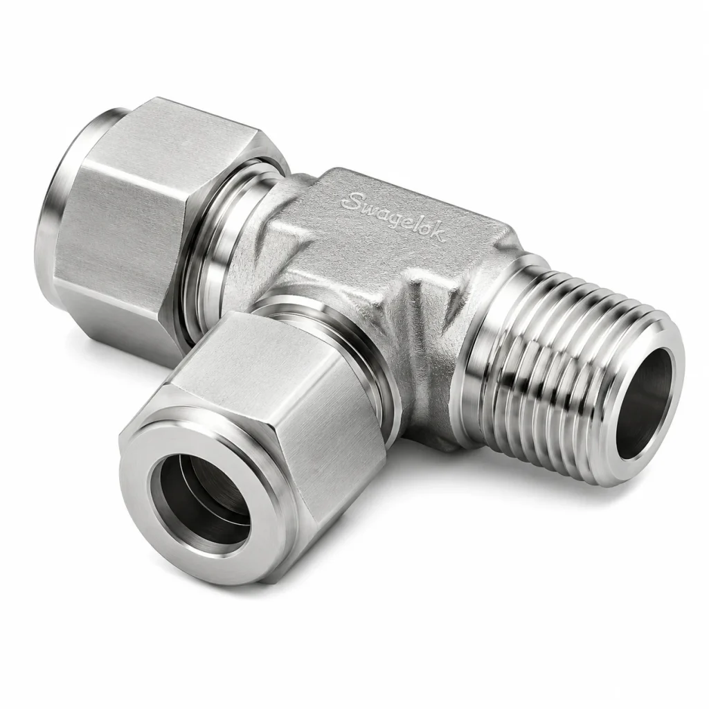 Tee Macho Recta Acero Inox OD Tubo x NPT Macho x OD Tubo SS316