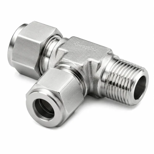Tee Macho Recta Acero Inox OD Tubo x NPT Macho x OD Tubo SS316