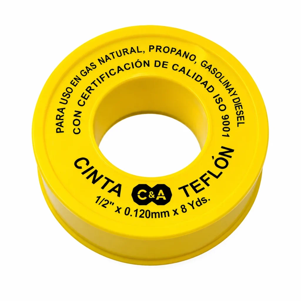 CINTA TEFLÓN AMARILLO 12MM X 0.075MMX8 YDS