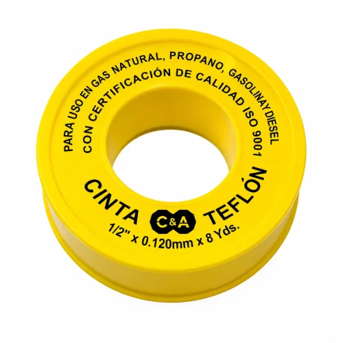 CINTA TEFLÓN AMARILLO 12MM X 0.075MMX8 YDS
